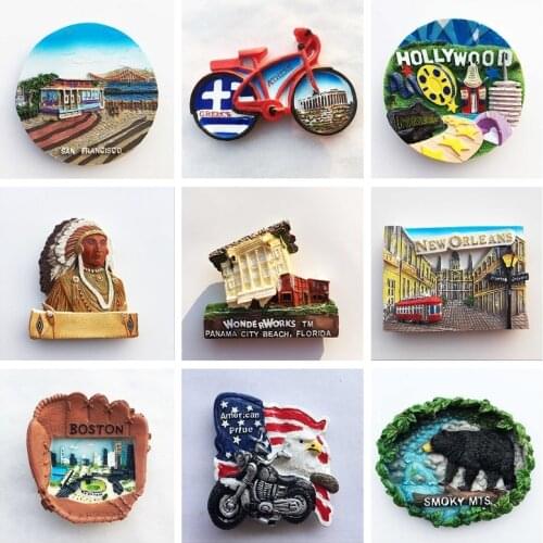Panama City Florida Hollywood USA Fridge Magnet Souvenir Greece Crete Decorative Magnets San Francisco 3d Resin Craft Gift Ideas