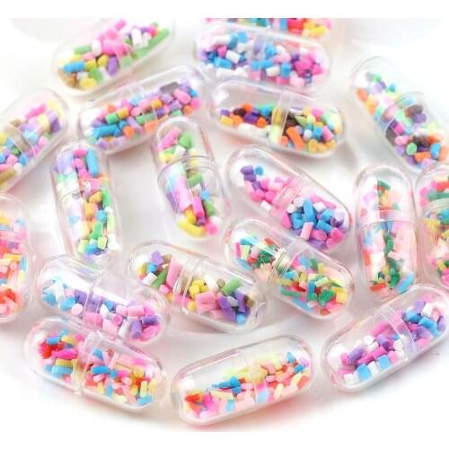 10 Pcs Multicolor Mini Capsule With Clay Polymer Strip Design For DIY Craft Accessories Decoration/Jewelry Make