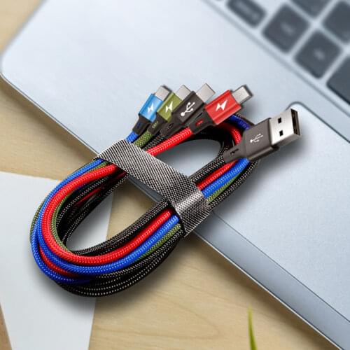 1 Pcs 4-In-1 USB Multi-Function Charging Data Transmission Cable Suitable for Mobile Phones and Tablets