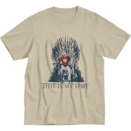 The Big Bang Theory T Shirts for Men Pure Cotton Tee Top Sheldon Cooper This Is My Spot Tshirt Short Sleeve Novelty T-shirt Gift