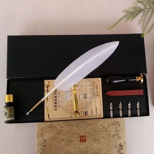 Nature Turkey Feather Dip Pen Set Feather Pen