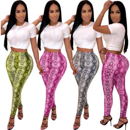 Brand New Ladies Womens Yoga Pants Snake Skin Print Long Pants Slim Fit Trousers Pant High Waist Skinny Autumn Fashion Hot 2019