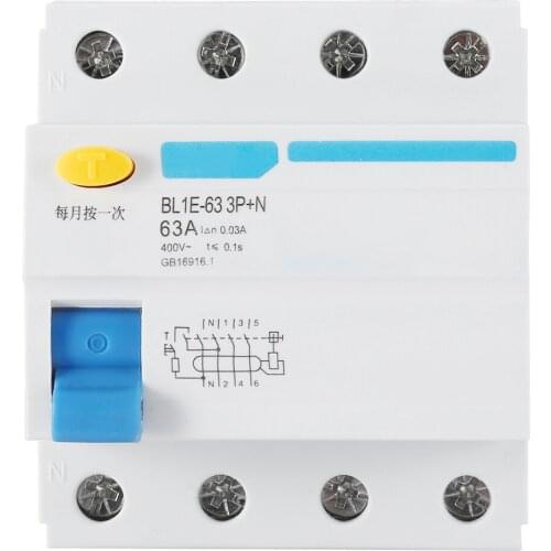 New Residual Current Circuit Breaker BL1E-63 3P+N 63A RCCB Residual Current Circuit Breakers 230V 30mA Dropshipping