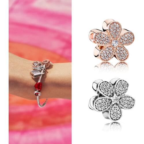 Original 925 Sterling Silver Bead New Dazzling Daisy Beads Fit Pandora Women Bracelet & Necklace Diy Jewelry