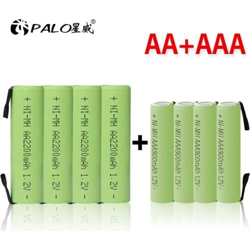 1.2V AA + AAA Rechargeable Battery Ni-MH Nimh Cell Green Shell with Welding Tabs for Philips Electric Shaver Razor Toothbrush
