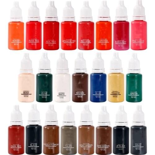 23 Color 15ml/bottle Permanent Makeup Color Natural Eyebrow Dye Plant Tattoo Ink Microblading Pigments for Tattoos Eyebrow Lips