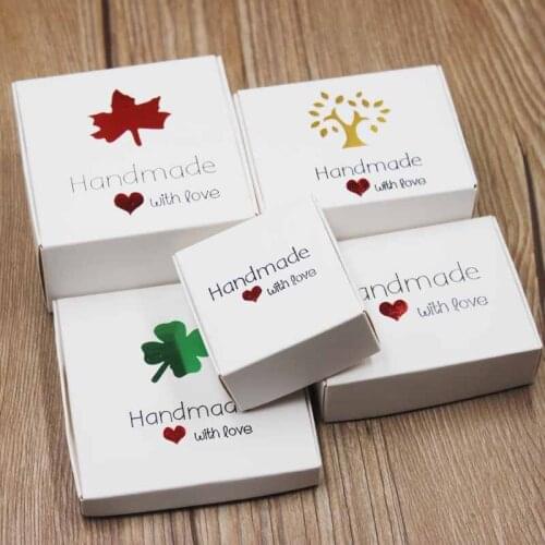 30pcs Favor candy Box new craft soap gifts display box Red maple/heart /gold foil life tree pattern DIy handmade favors package