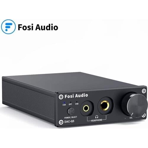 Fosi Audio Q5 DAC Converter USB Digital-to-Analog Adapter Decoder & Headphone Amplifier & Mini Stereo PreAmplifier Amplificador
