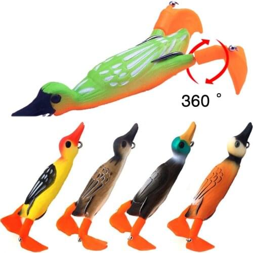 Fishing Lure Cute Duck Soft Lure Top Water 3D Simulation Swivel Fishing Float Bait Attract Bass Fish Carp Swimbait Lure