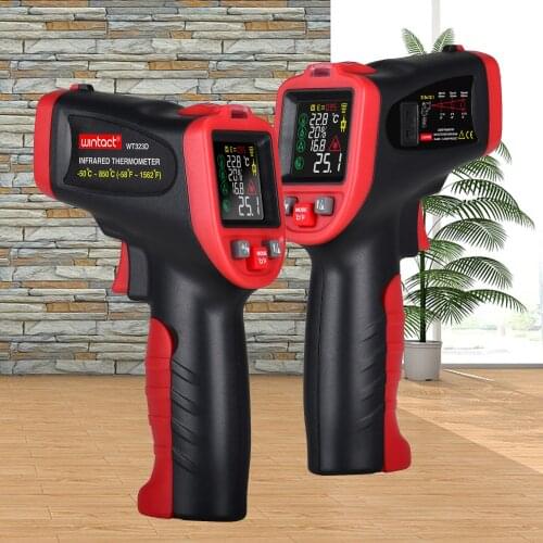 Wintact Infrared Thermometer Industrial Thermometer with Ambient Temperature Humidity Dew Point Mold Detector Laser Thermometer