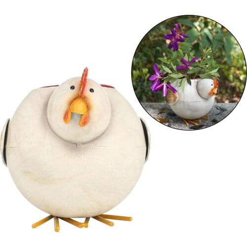 Country Style Metal Hen Cactus Flower Planter Container Succulent Garden Pot