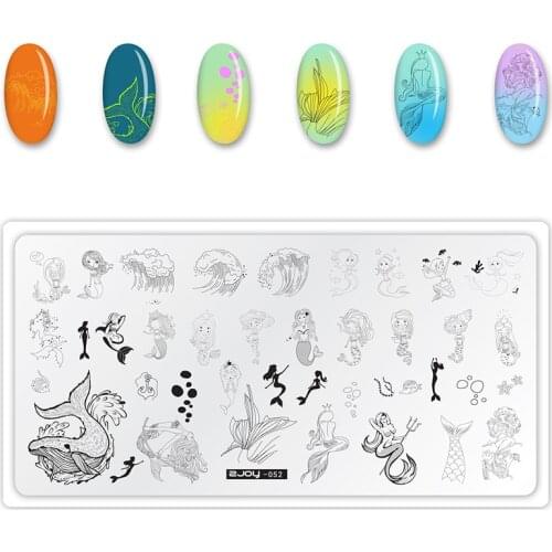 WAKEFULNESS Fishes Dolphin Nail Art Stamping Plates Stainless Steel Image Rectangle Nail Template Stencils Manicure Stamp Tools