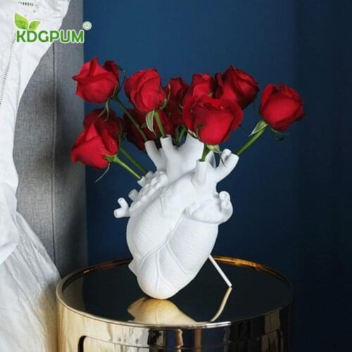 Modern Handmade Ceramic Heart-shaped Vase Nordic Heartbeat Wall Hanging Flower Pot Flower Arrangement Home Decoration Ornaments