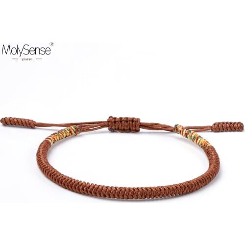 MolySense Handmade Tibetan Buddhist Love Lucky Charm Tibetan Bracelets & Bangles For Women Men Handmade Knots Rope Bracelet