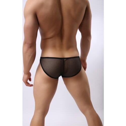 BRAVE PERSON Briefs Underwear Men Fashion Sexy Transparent Underwear Low waist V-type Mesh Briefs Men Underpants Gay