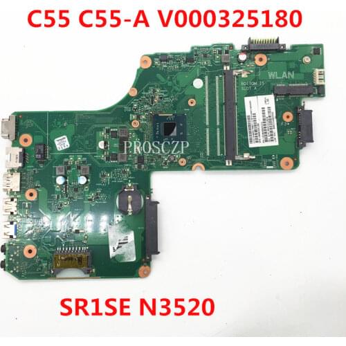 Free shippingFor Satellite C55 C55-A Laptop motherboard V000325180 6050A2623101-MB-A02 With SR1SE N3520 CPU working well