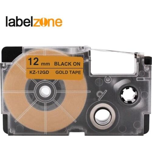 12mm*8m XR-12GD Black on Gold Laminated Label Tapes Compatible for KL60 KL100 KL120 KL750 KL780 KL820 KL7000 Label Printer