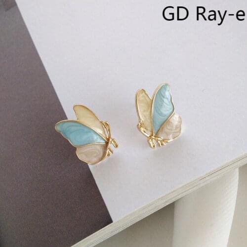 S925 Needle Charm Personality Versatile Butterfly Shape Color Aesthetic Earrings Temperament Fashion Girl Dangle Earrings Gift