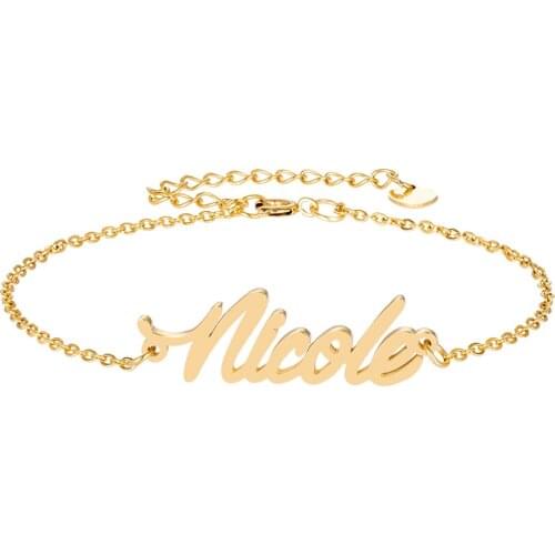 Nicole Name Bracelet Women Girl Jewelry Stainless Steel 18k Gold Plated Nameplate Pendant Femme Mother Girlfriend Best Gift