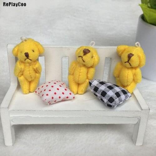 100PCS/LOTMini Teddy Bear Stuffed Plush Toys Small Bear Stuffed Toys 4cm yellow pelucia Pendant Kids Birthday GiftHMR035