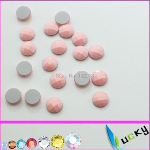 1440PCS 8mm free shipping half round shape light pink color hotfix epoxy flatback pearl perfect look