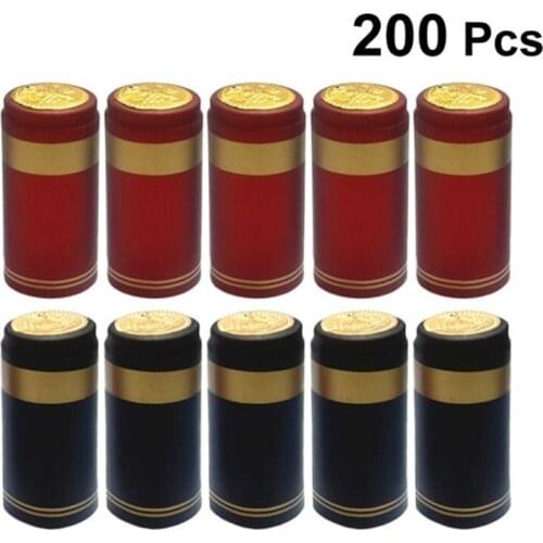 200Pcs PVC Heat Shrink Capsules, Wine Shrink Caps Bottle Seals, Wine Bottle Capsules Wine Making Bung Stopper Tear Tape Sealed