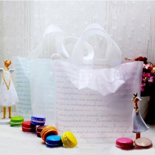 50/100pcs Transparent Letter Clear Plastic Gift Bags With Handles Diy Gift Bag For Wedding Birthday Party Plastic Packaging Bag