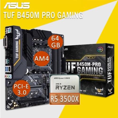 Asus TUF B450M PRO GAMING Motherboard With AMD Ryzen 5 3500X Motherboard Combo DDR4 RGB DVI AMD Ryzen Gaming Placa-mãe AM4 New