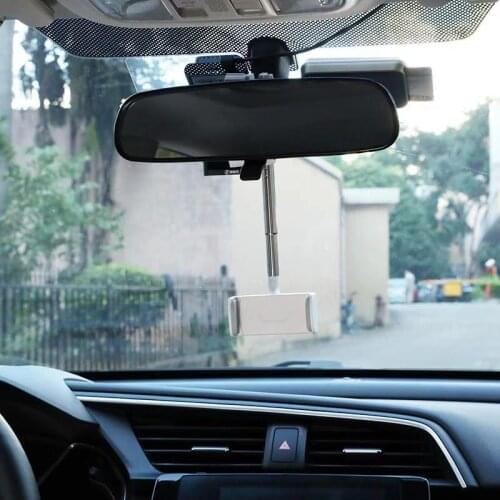 360 Degrees Car Rearview Mirror Mount Phone Holder for IPhone 12 GPS Seat Smartphone Car Phone Holder Stand Adjustable Support