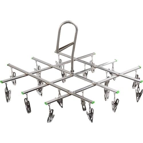 Stainless Steel Underwear Sock Dryer Laundry Rack Flat Head Foldable Clothes Hanger Airer Design Rust Resistant Strong Grip Clip