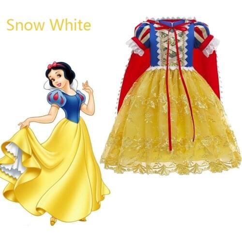 Snow White Girls Dress Summer Cosplay Costume Little Princess Christmas Birthday Party Dress 3 4 5 6 7 8 9 10 Years Kids Clothes