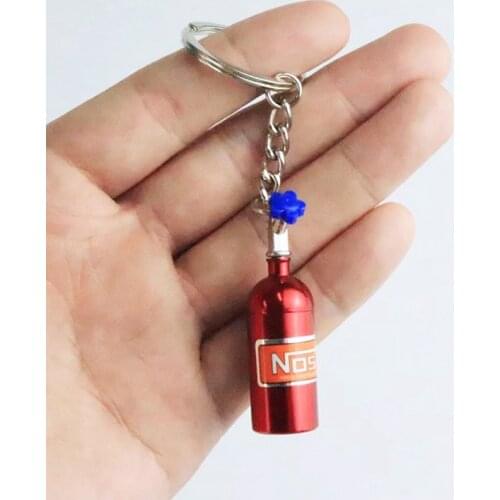 NOS Nitrous Oxide Bottle Keychain Aluminum Alloy Color Keyrings Car Key Holder Scooter Motorcycle Metal Keyring Decor Pendant