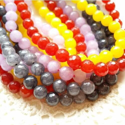 8MM (red/black/yellow/purple) Natural Stone Bead Round Brilliant Shape Loose Strands Jewelry Beads