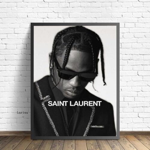 Black White Art Painting Travis Scott Music Star Rap Hip Hop Rapper Fashion Model Canvas Poster Wall Bedroom Home Decor