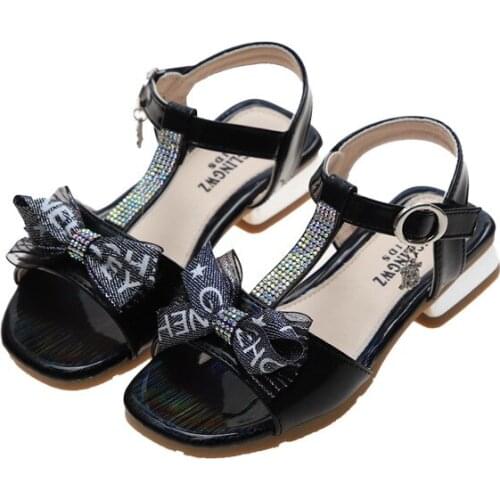 Childrens Sweet Princess Shoes Girls Summer New Fashion Lace Bow Soft Bottom Sandals Comfortable Wild Party Sandals For Girls