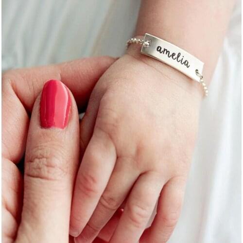 Child Name Bracelet 30*5mm Stainless Steel Chain Child strand bracelet Custom Name Baby Bracelet Custom Girl Boy Birthday Gift