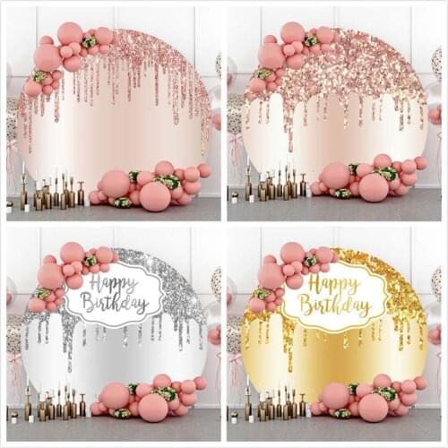 DAWNKNOW Round Circle Cover Photography Background Backdrop Shimmer Glitter Wedding Adult Birthday Party Decoration Photo Studio