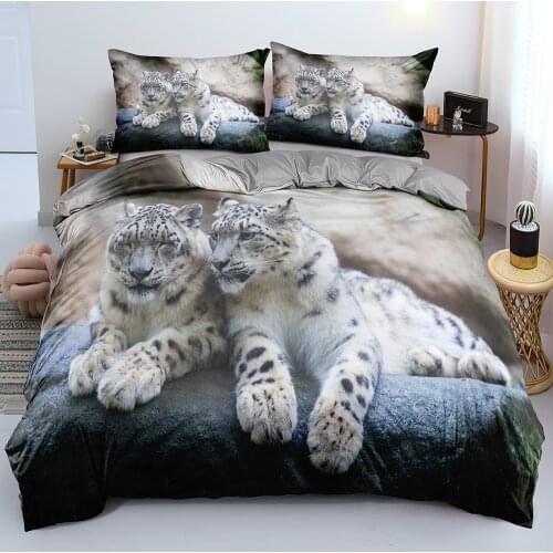 3D Gray Leopard Qulit Duvet Covers Pillow Shames Sets Bedding Set Twin King Queen Full Double Single Size Custom Design Beddings