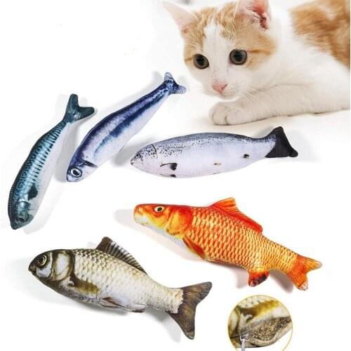 Catnip Plush Simulation Fish-filled Cotton Cat Interactive Chewing Toy