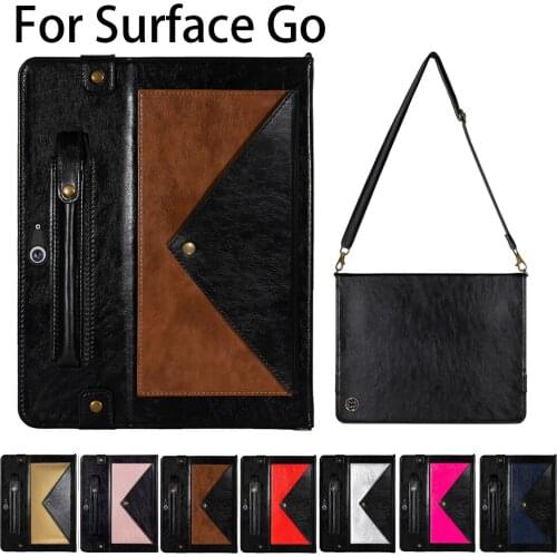 Leather Cover Skin For Microsoft Surface Go 10'' 2018 Case Stand Wallet Card Holders Hand Grip Shockproof Shell