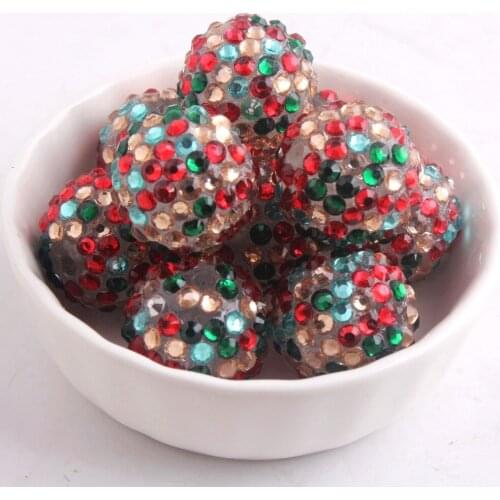 Kwoi vita Red/green/champagne rainbow 100pcs/lot 20mm Chunky Resin Rhinestone Ball Beads for Chunky