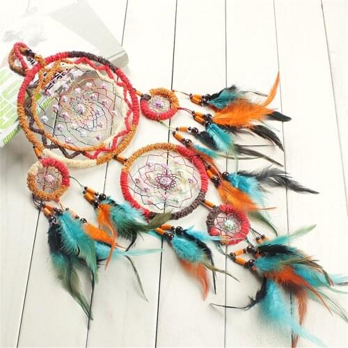 Handmade Colorful Dream Catcher Circular Net Wall Hanging for Vintage Wedding Home Decorations Native Indian Dream Catcher