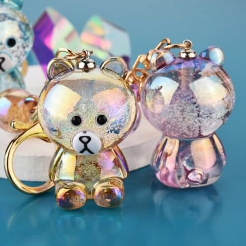 Bear Kawaii Keychain Female Creative Car Key Pendant Couple Lovers Backpack Key Rings Girl Gift Toy Doll Accessories