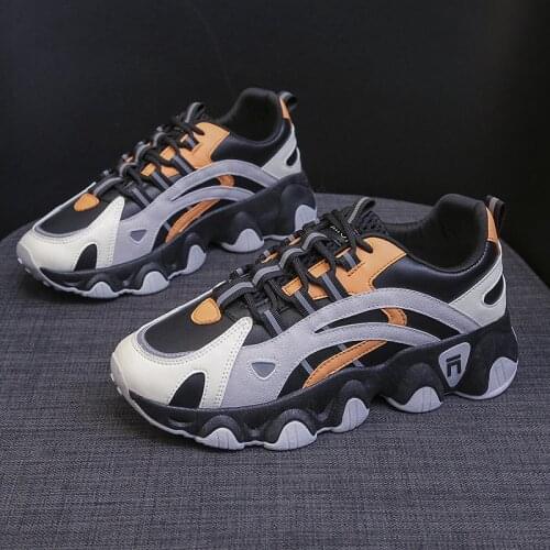 Fashion Spring Reflective Platform Sneakers Women casua Shoes Korean Lace Up Chunky Sneakers Womens Vulcanize Shoes A1-07