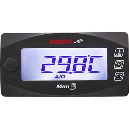 Motorbike Mini Style Instruction LED Display Meter KOSO MINI 3 (Air Temp+Time+Volt Meter) for Racing and Scooter Bike