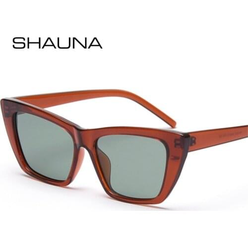 SHAUNA Retro Cat Eye Polarized Sunglasses Women Fashion Trending Men Shades UV400 Tea Leopard Sun Glasses