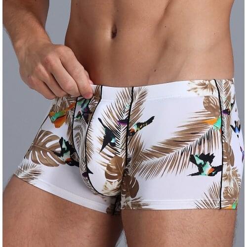 Men ultra-thin Ice Silk Cartoon Print boxer men underpants men sexy spandex shorts panties Sexy print slim Underwear