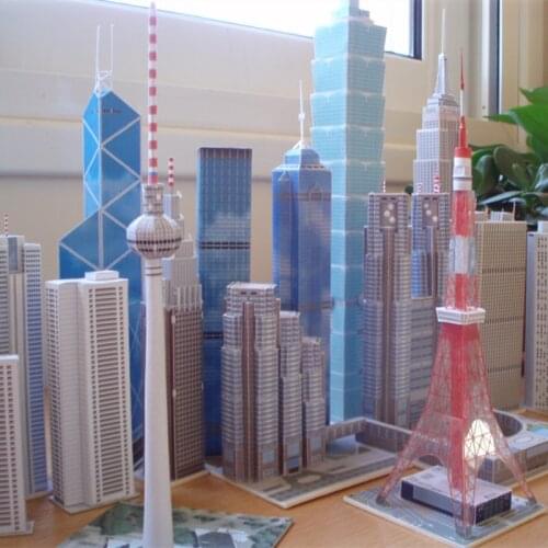 Christmas Toy Set DIY 3D Famous Skyscraper Buildings Educational Paper Model Puzzles for Adults&Children Home Bar Decoration Toy