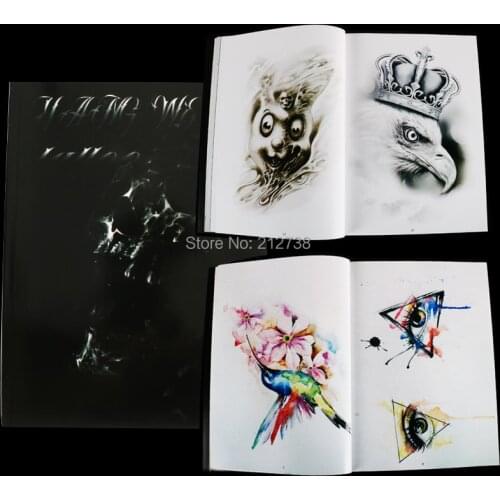 Newest Original Yangwen Tattoo Manuscript A4 Size 50 Pages Sketch Manuscript Tattoo Book Eyes Feathers Death Buddha