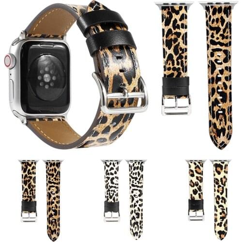 New Tour Leopard Leather Strap for Apple Watch 6 Band SE 5 40mm 44mm Belt Bracelet for iWatch series 6 4 3 38mm 42mm Watchbands